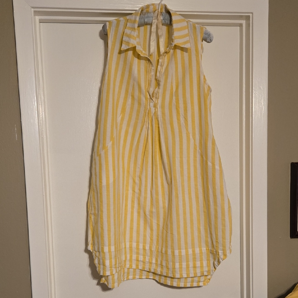 Yellow Striped Sleeveless Dress